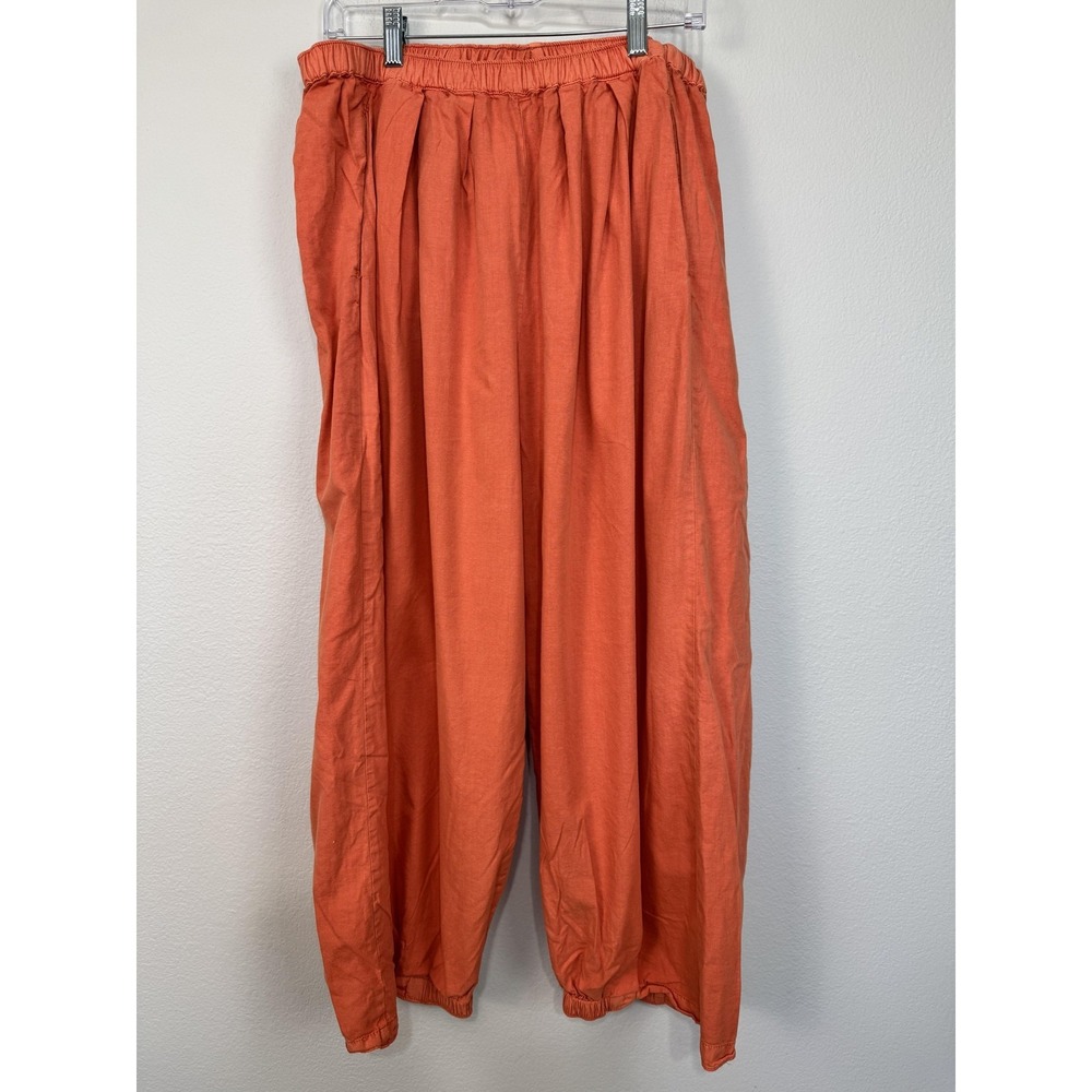 Free People To The Sky Parachute Pants Women's Large Orange Harem Relaxed Boho